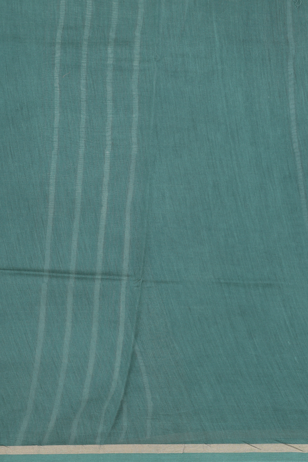 Chanderi Silk Cotton Saree In Green With Floral Design
