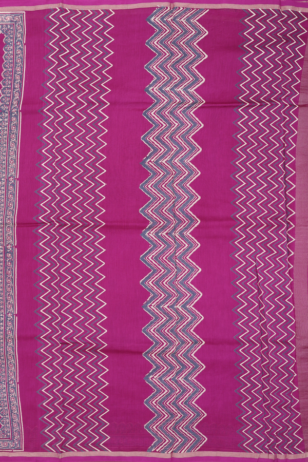 Chanderi Silk Cotton Saree In Purple With Floral Design