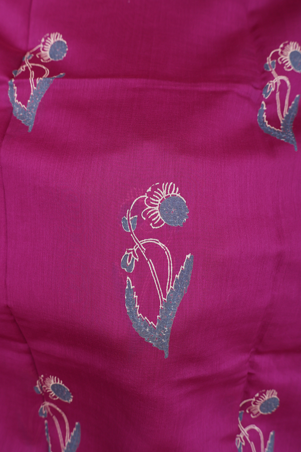 Chanderi Silk Cotton Saree In Purple With Floral Design
