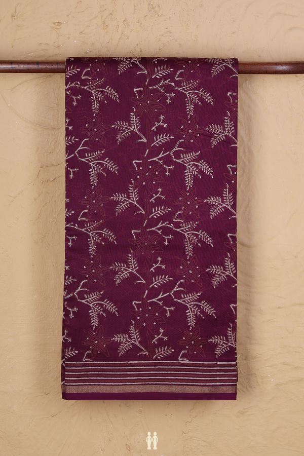 Chanderi Silk Cotton Saree In Purple With Printed Design
