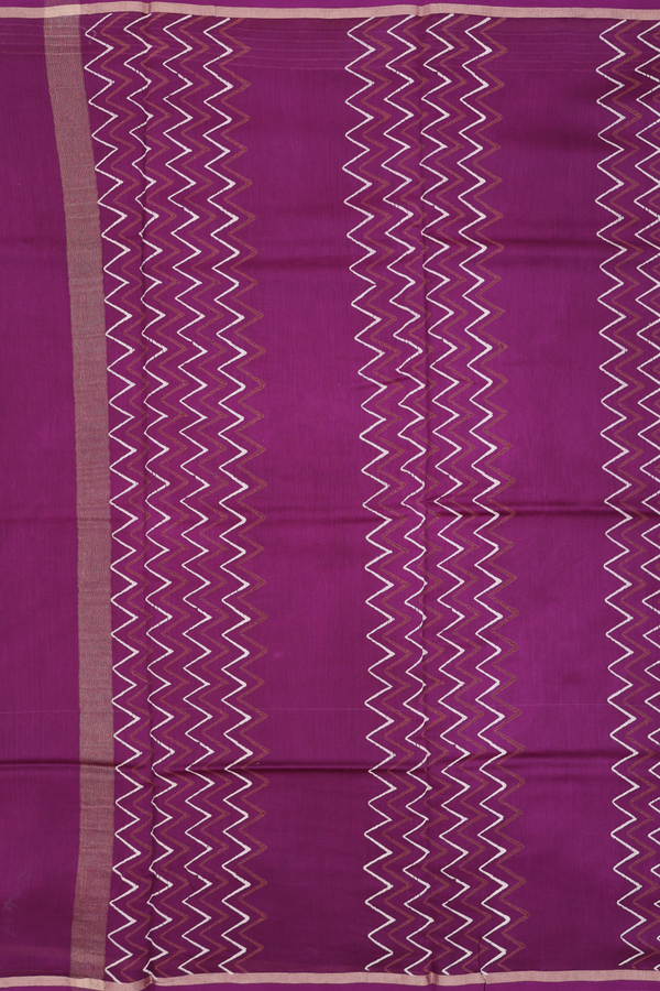 Chanderi Silk Cotton Saree In Purple With Printed Design