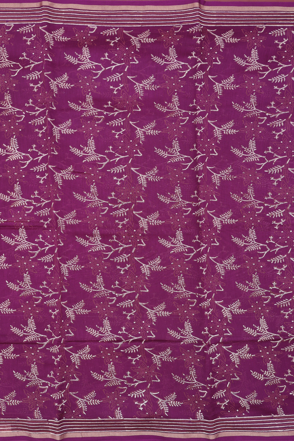Chanderi Silk Cotton Saree In Purple With Printed Design
