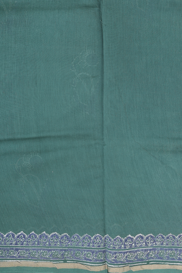 Chanderi Silk Cotton Saree In Green With Floral Motifs