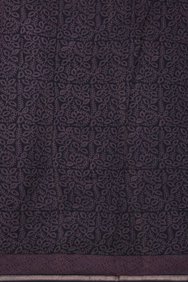 Chanderi Silk Cotton Saree Dark Oak Brown With Floral Design