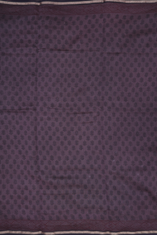 Chanderi Silk Cotton Saree Dark Oak Brown With Floral Design