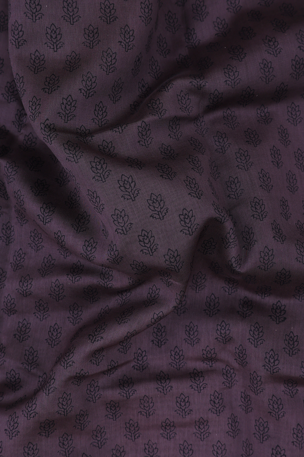 Chanderi Silk Cotton Saree Dark Oak Brown With Floral Design