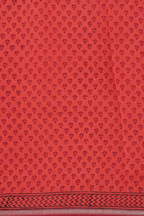 Chanderi Silk Cotton Saree In Red With Paisley Design