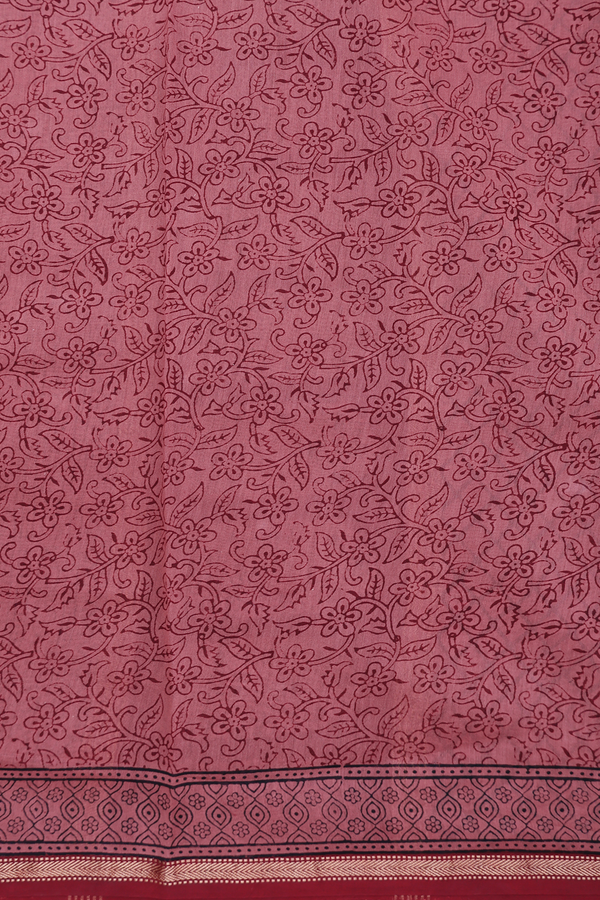 Chanderi Silk Cotton Saree In Berry Red With Printed Design