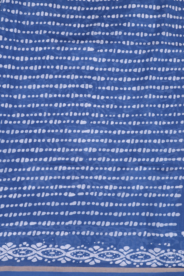 Chanderi Silk Cotton Saree In Capri Blue With Floral Design
