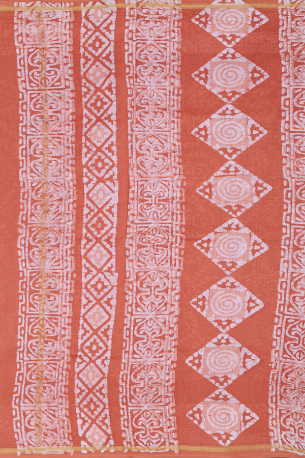Chanderi Silk Cotton Saree In Rust Orange With Allover Design