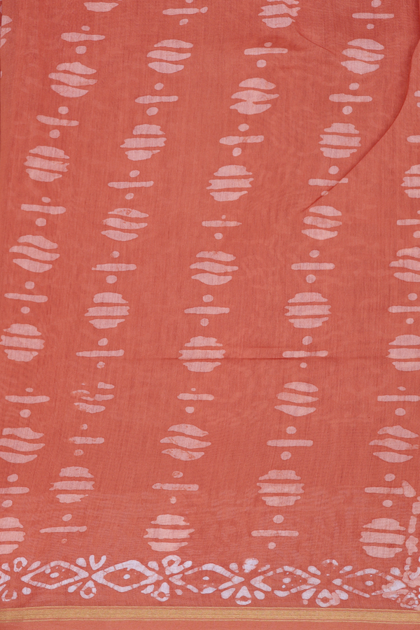 Chanderi Silk Cotton Saree In Rust Orange With Allover Design