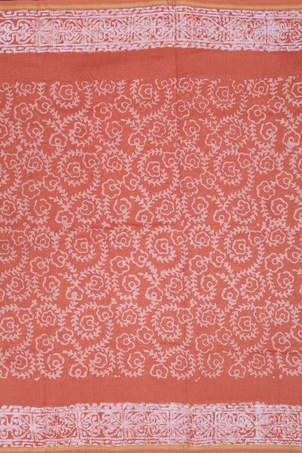 Chanderi Silk Cotton Saree In Rust Orange With Allover Design