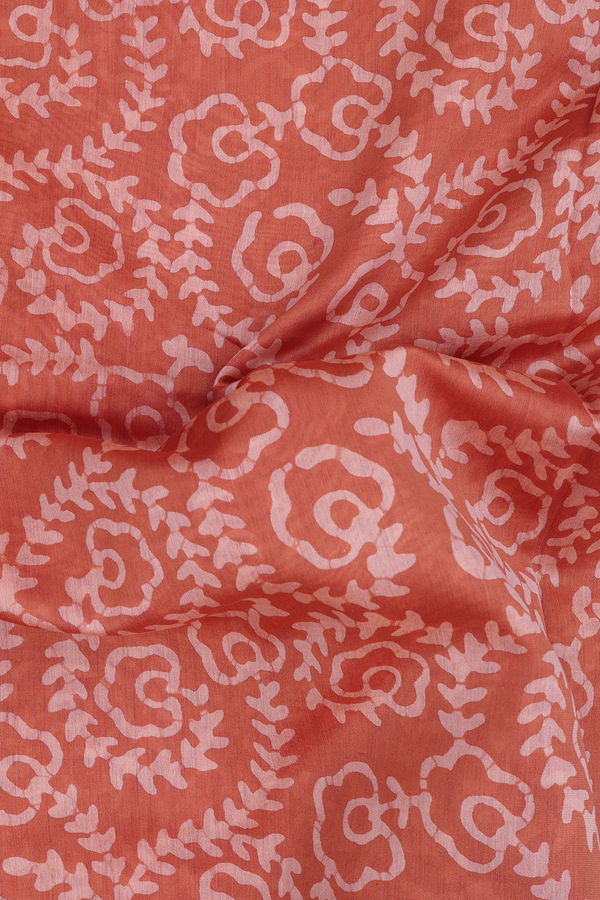 Chanderi Silk Cotton Saree In Rust Orange With Allover Design