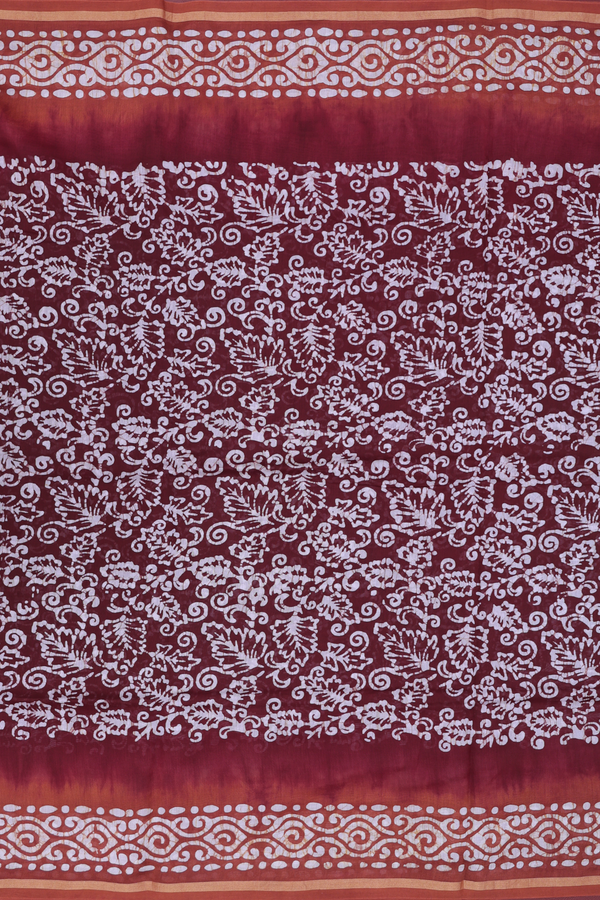 Chanderi Cotton Saree In Dark Brown With Printed Design