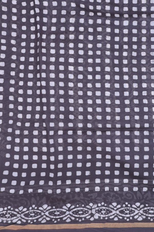 Chanderi Silk Cotton Saree In Grey With Stripes Design
