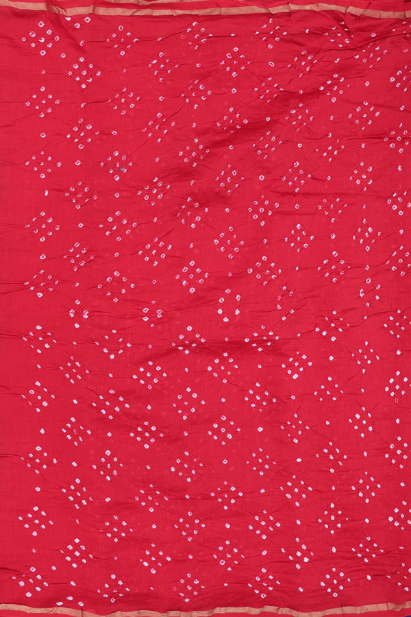 Bandhani Silk Saree In Scarlet Red With Tie And Dye Design