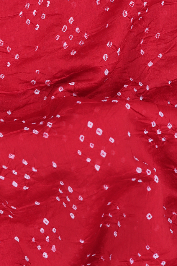 Bandhani Silk Saree In Scarlet Red With Tie And Dye Design