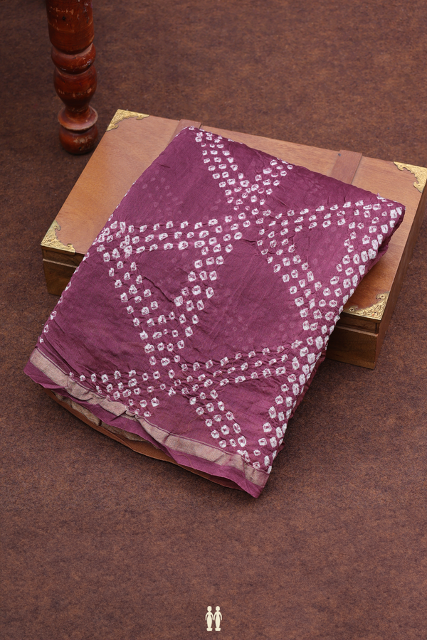 Bandhani Silk Saree In Plum Brown With Tie And Dye Design