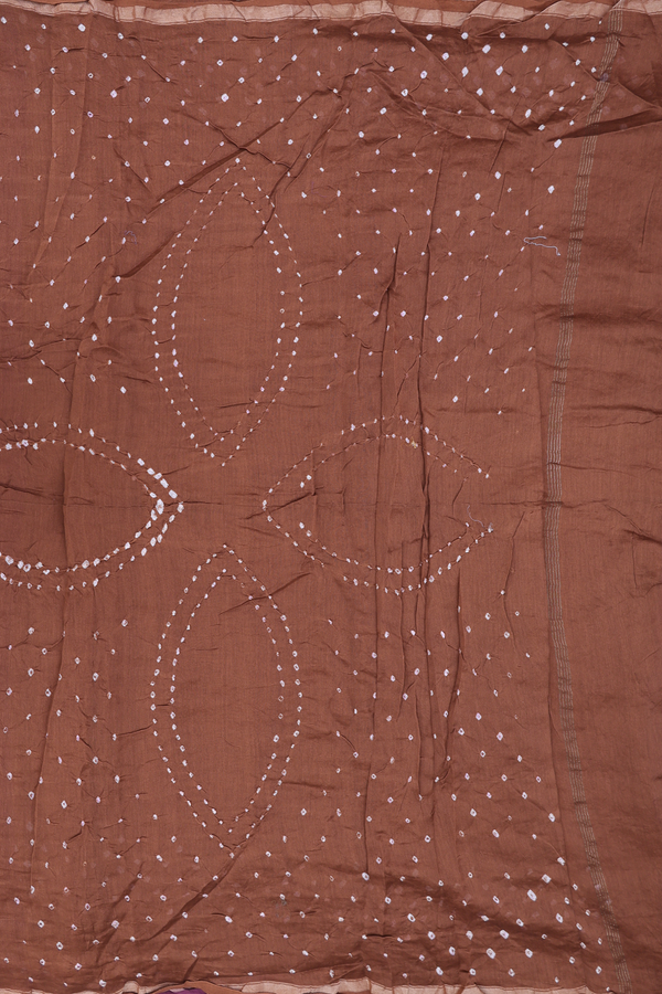 Bandhani Silk Saree In Plum Brown With Tie And Dye Design