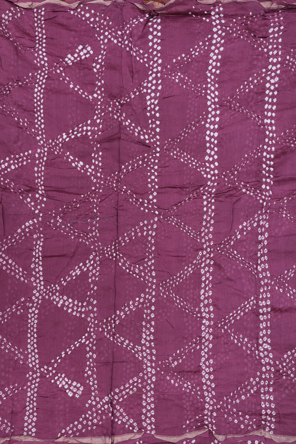 Bandhani Silk Saree In Plum Brown With Tie And Dye Design