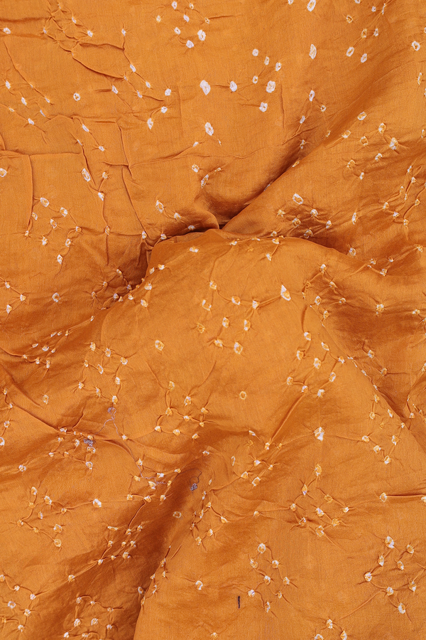 Bandhani Silk Saree In Mustard Orange With Tie And Dye Design
