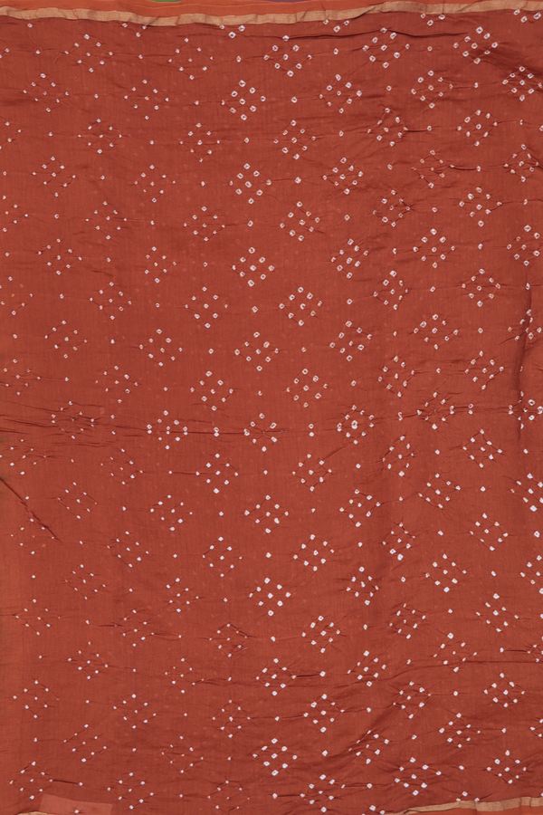 Bandhani Silk Saree In Saddle Brown With Tie And Dye Design