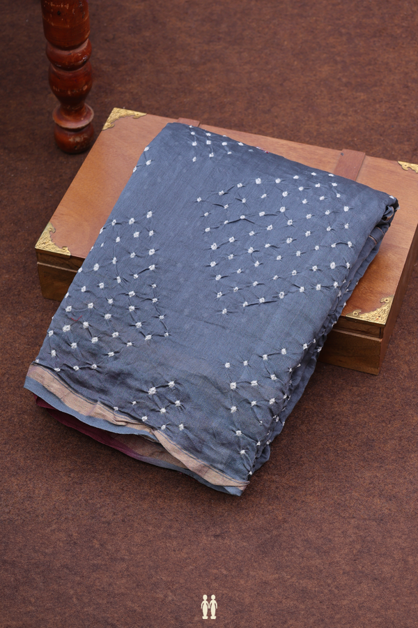 Bandhani Silk Saree In Grey With Tie And Dye Design