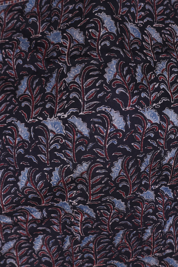 Chanderi Silk Cotton Saree Black With Floral Design