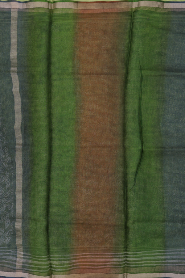 Kota Silk Saree In Green With Leaf Design