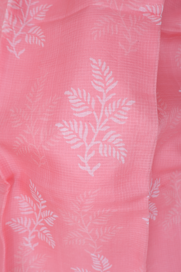 Kota Silk Saree In Peach With Printed Design