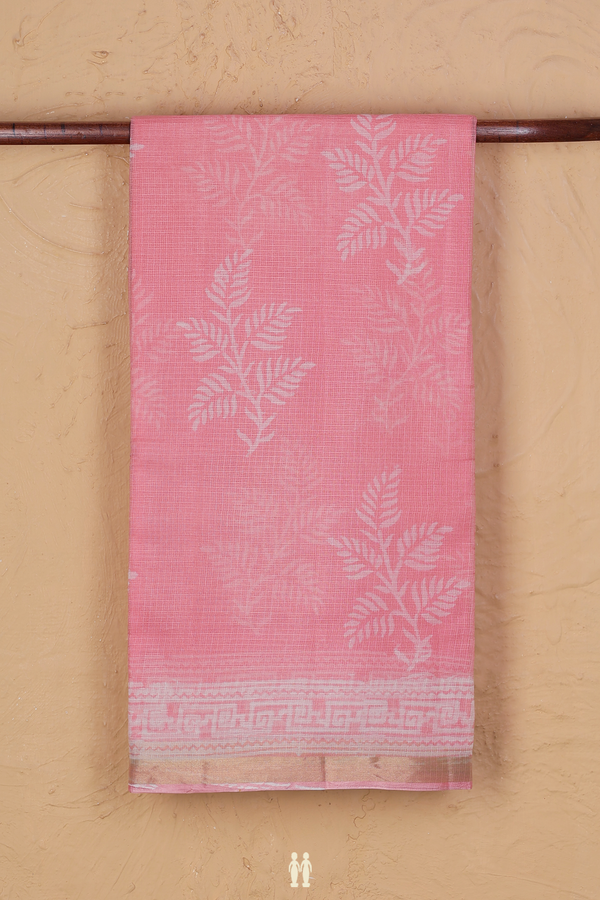 Kota Silk Saree In Peach With Printed Design