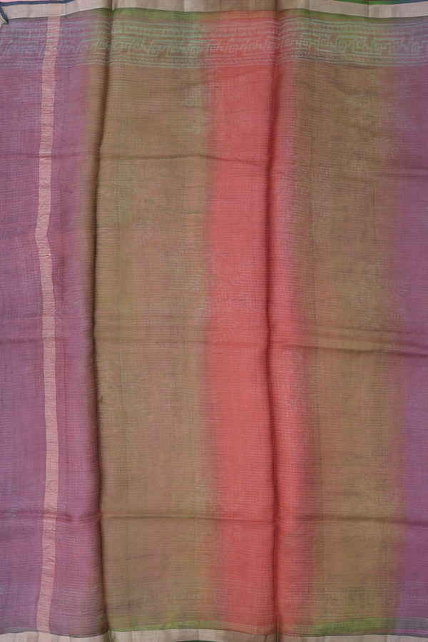 Kota Silk Saree In Peach With Printed Design