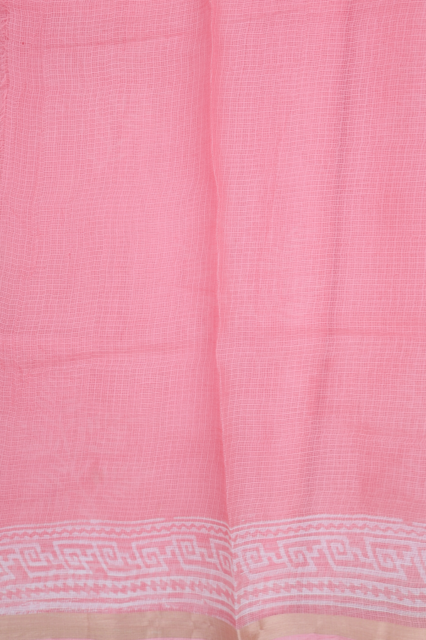 Kota Silk Saree In Peach With Printed Design