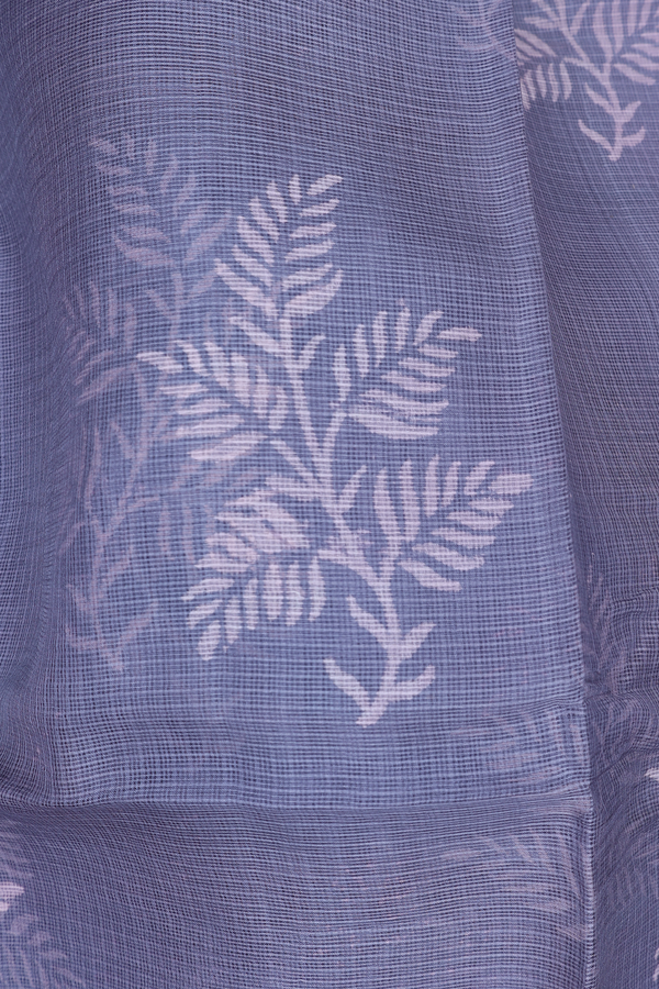 Kota Silk Saree In Grey With Leaf Motifs