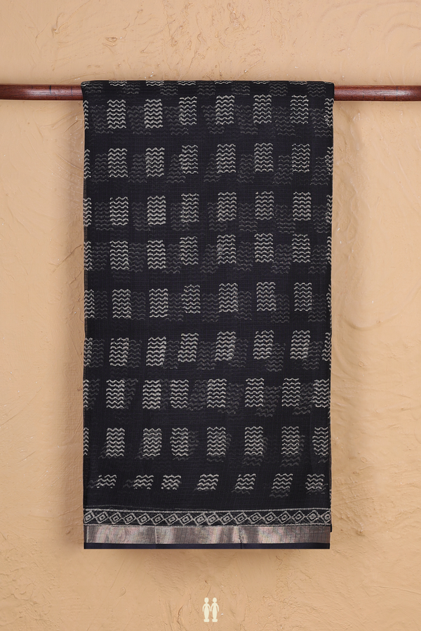 Kota Silk Saree In Black With Printed Design