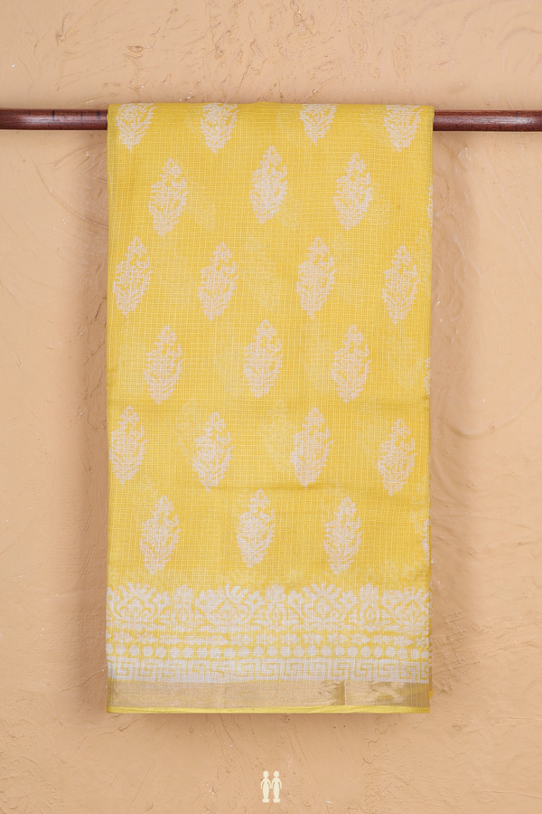Kota Silk Saree In Yellow With Printed Design