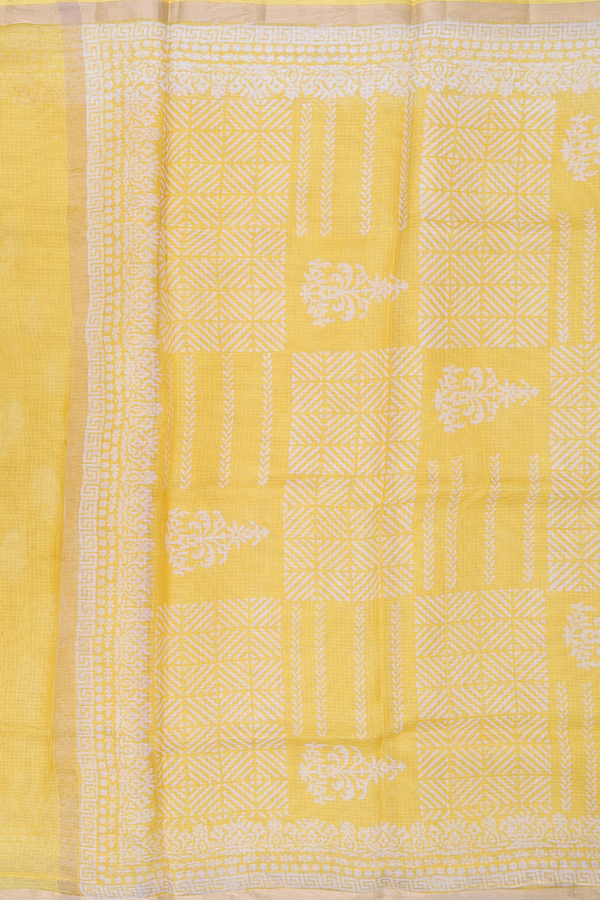 Kota Silk Saree In Yellow With Printed Design