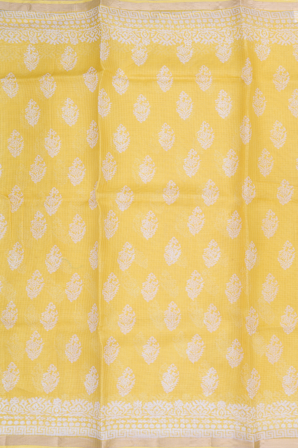 Kota Silk Saree In Yellow With Printed Design