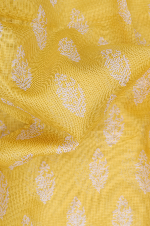 Kota Silk Saree In Yellow With Printed Design