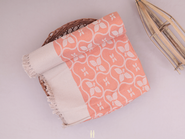 Ogee Design Orange Cotton Single Bedspread