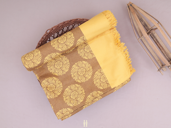 Floral Motif Brown Cotton Single Bedspread