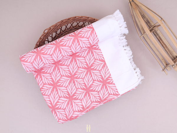 Floral Design Dusty Red Cotton Single Bedspread