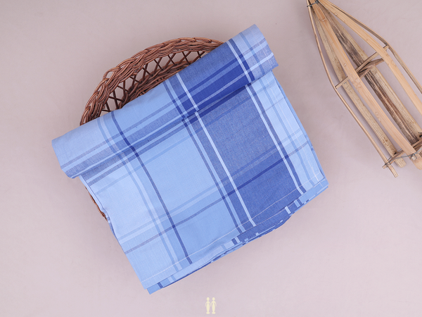 Checks Design Shades Of Blue Cotton Single Bedspread
