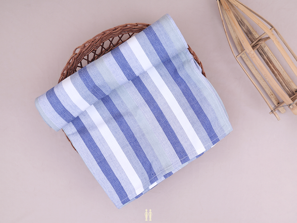 Stripes Design Blue And White Cotton Single Bedspread