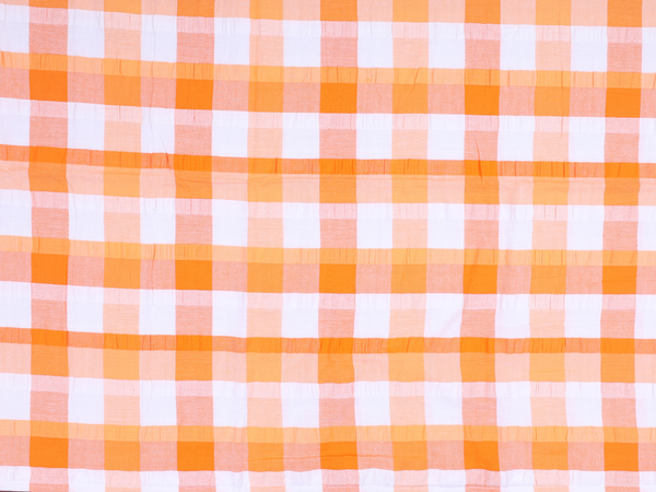 Checks Design White And Orange Cotton Single Bedspread