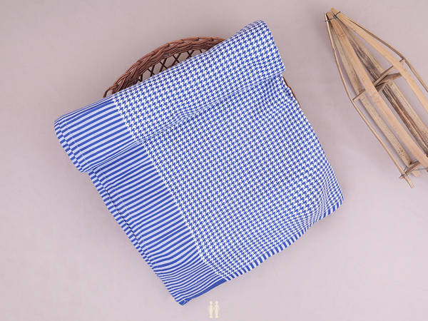 Allover Design Blue And White Cotton Single Bedspread