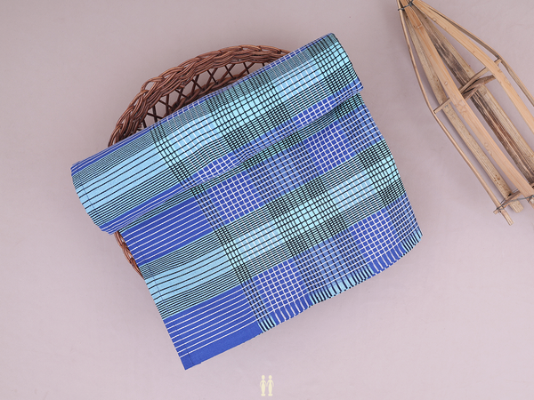 Checks Design Shades Of Blue Cotton Single Bedspread