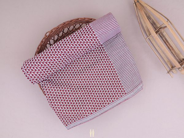 Allover Design Red And White Cotton Single Bedspread