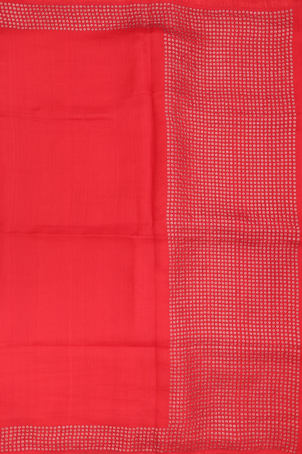 Bailu Silk Saree In Chilli Red With Chamki Work Border