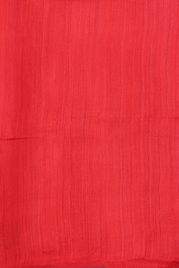 Bailu Silk Saree In Chilli Red With Chamki Work Border